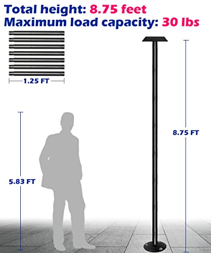 Garbuildman 105 Inch Bird Feeder Pole Kit, Heavy Duty Bird House Pole Set with 5-Forked Base, Adjustable Universal Mounting Post Kit for Outdoors, Matte Black, 1 Pack