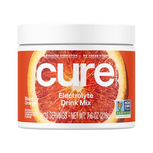 Cure Hydration | Plant-Based Electrolyte Drink Mix | No Added Sugar | FSA & HSA | Dehydration Relief Powder Made with Coconut Water | Non-GMO | Vegan | 28 Servings Jar - Berry Pomegranate