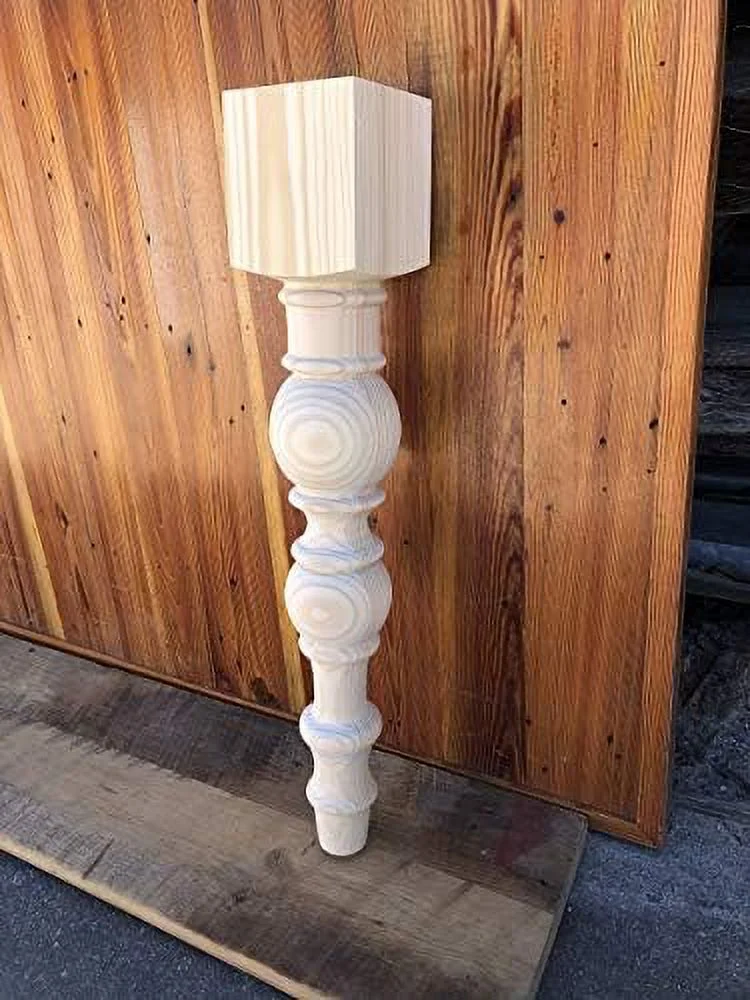Modern Farmhouse Dining Table Legs - Unfinished - Turned Legs - DIY Furniture - Set Of 4 With Dimensions: 5