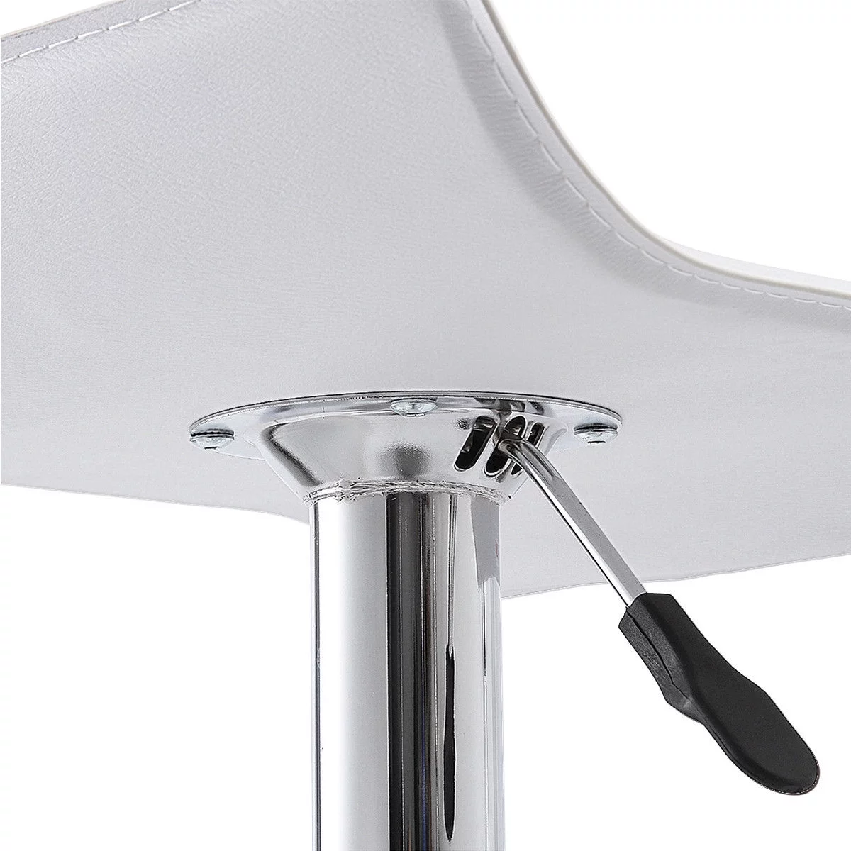 Costway Set of 2 Swivel Bar Stools Adjustable PU Leather Backless Dining Chair White Low Back