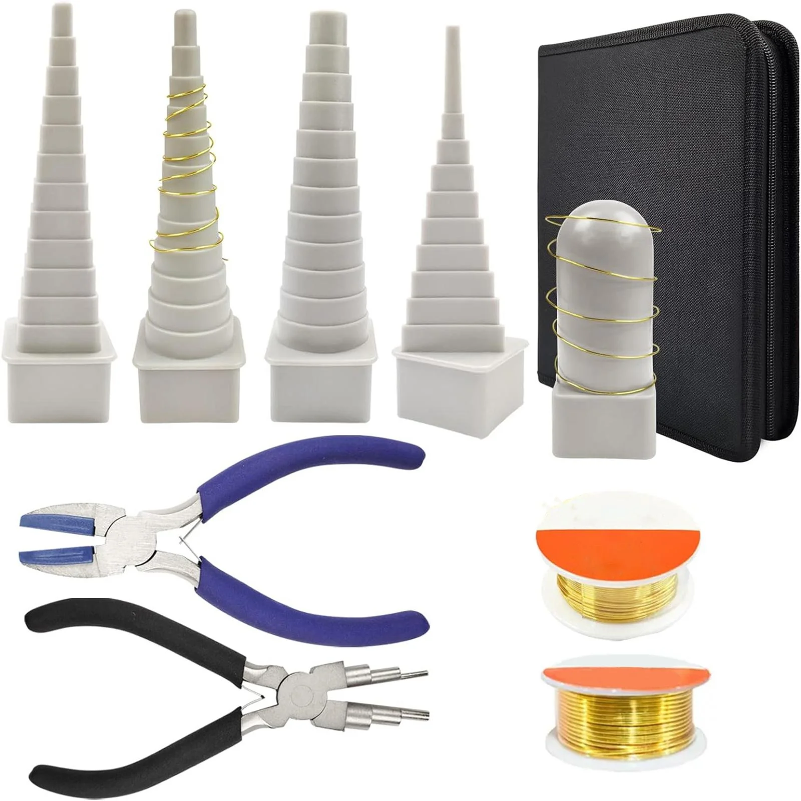 HILABEE Wire Looping Tool Set 6 in 1 Bail Making Pliers Durable DIY Craft 4Pcs Quilling Borders for Jump Forming Jewelry Making