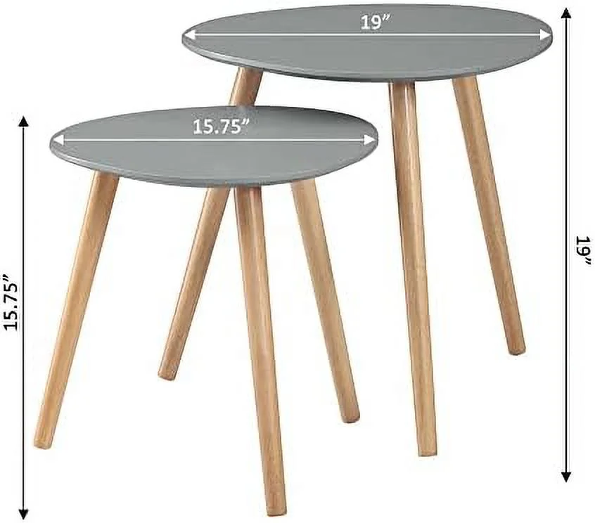 KHBIULIFE Oslo Nesting End Tables  Gray / Light Oak