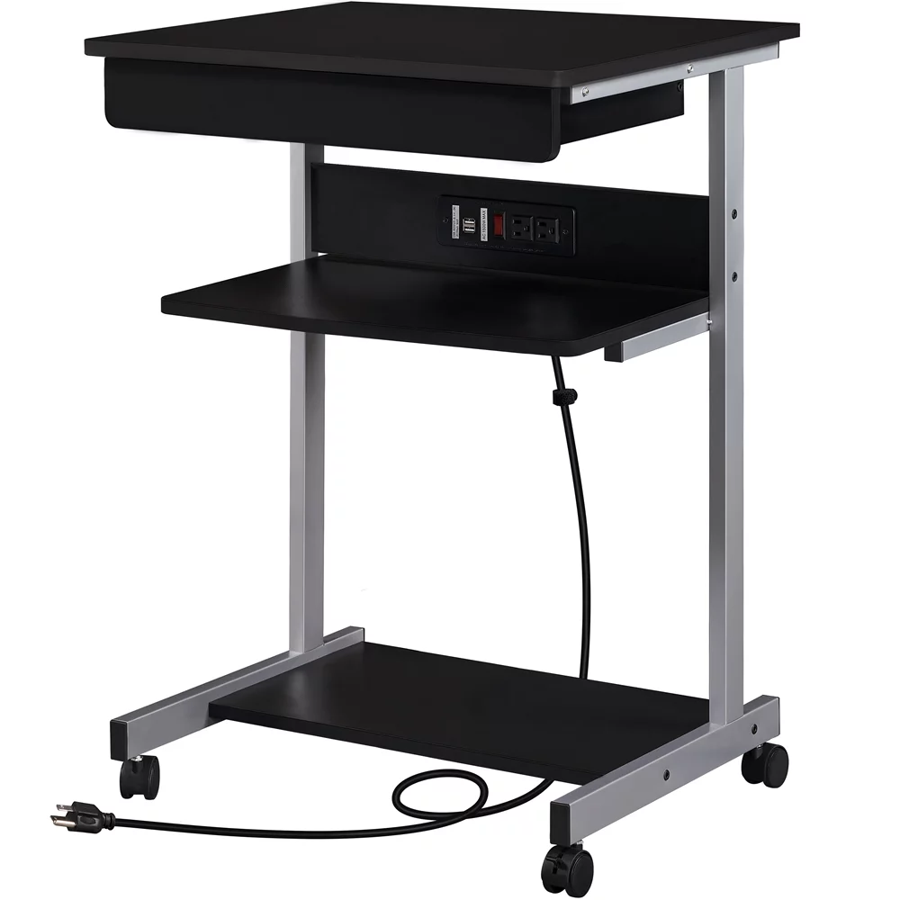 Yaheetech 31.5''H  Laptop Computer Desk with Power Outlet,Black