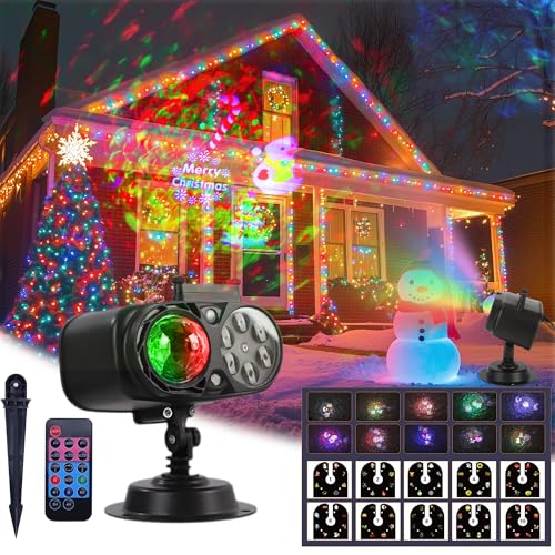 2025 Upgraded Holiday Projectors, Brighter Halloween Decorations Projector Lights, Christmas Projector with 10 HD Replaceable Slides (Ocean Wave & Patterns), Waterproof Halloween Projector Light Show