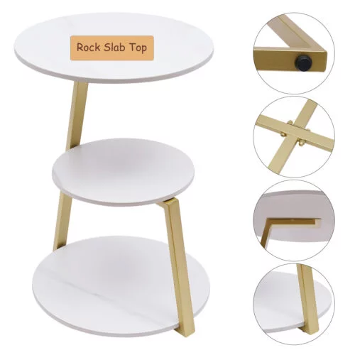 3-Tier End Table Living Room Sofa Side Snack Table Coffee Tray Under Sofa Table