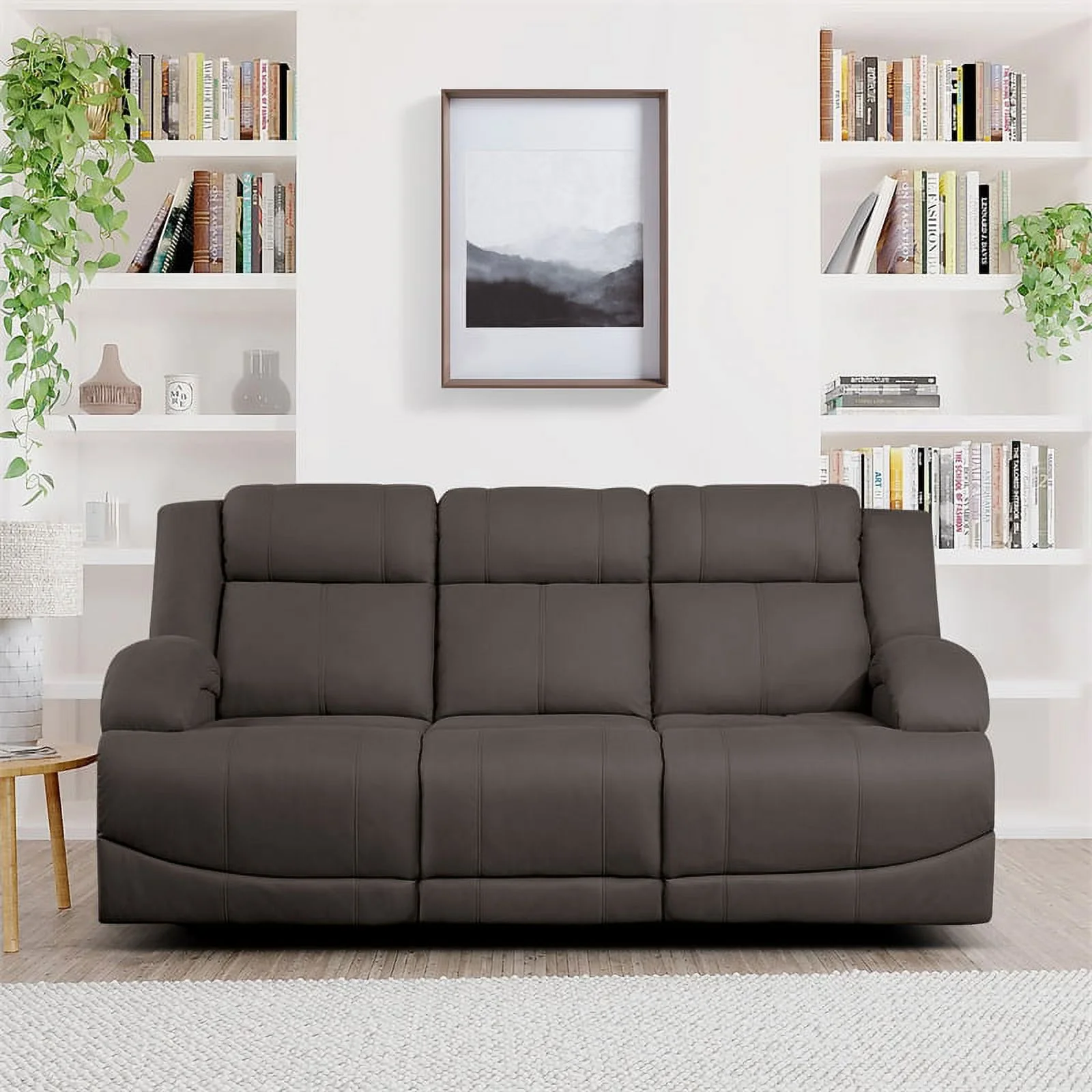 Lexicon Camryn Traditional Wood & Fabric Double Reclining Sofa in Chocolate