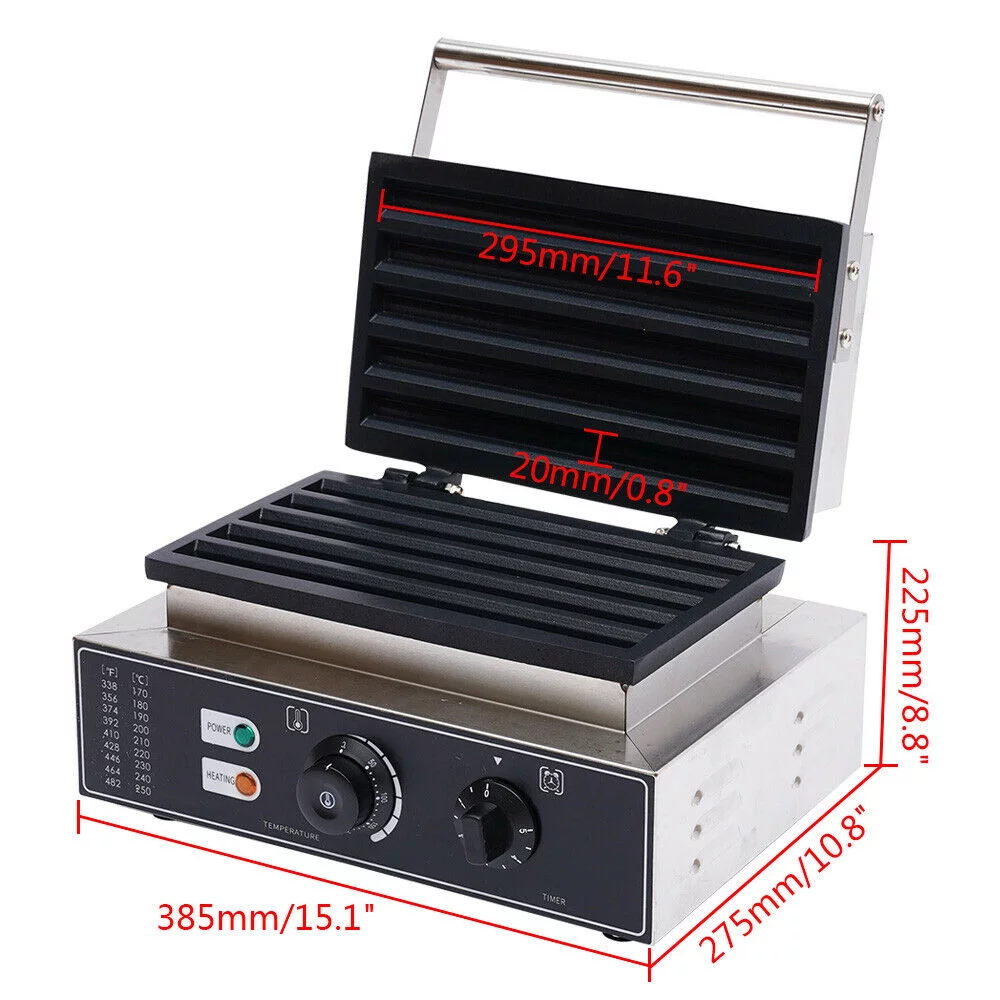 Loyalheartdy Commercial 5 Sticks Churros Making Machine 1550W Electric Stainless Steel Spanish Churro Waffle Maker