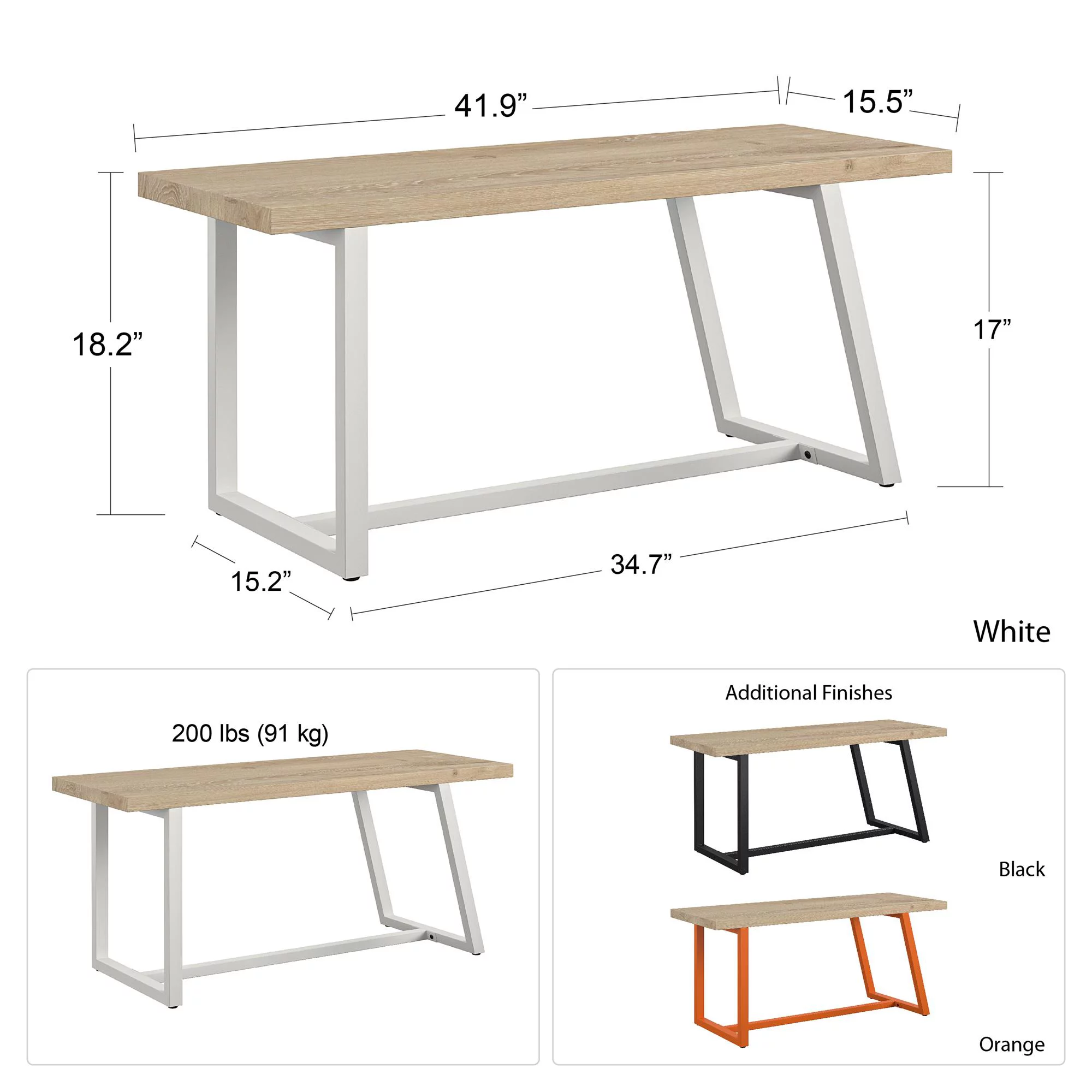 Novogratz Palomino Asymmetrical Entryway Bench, White
