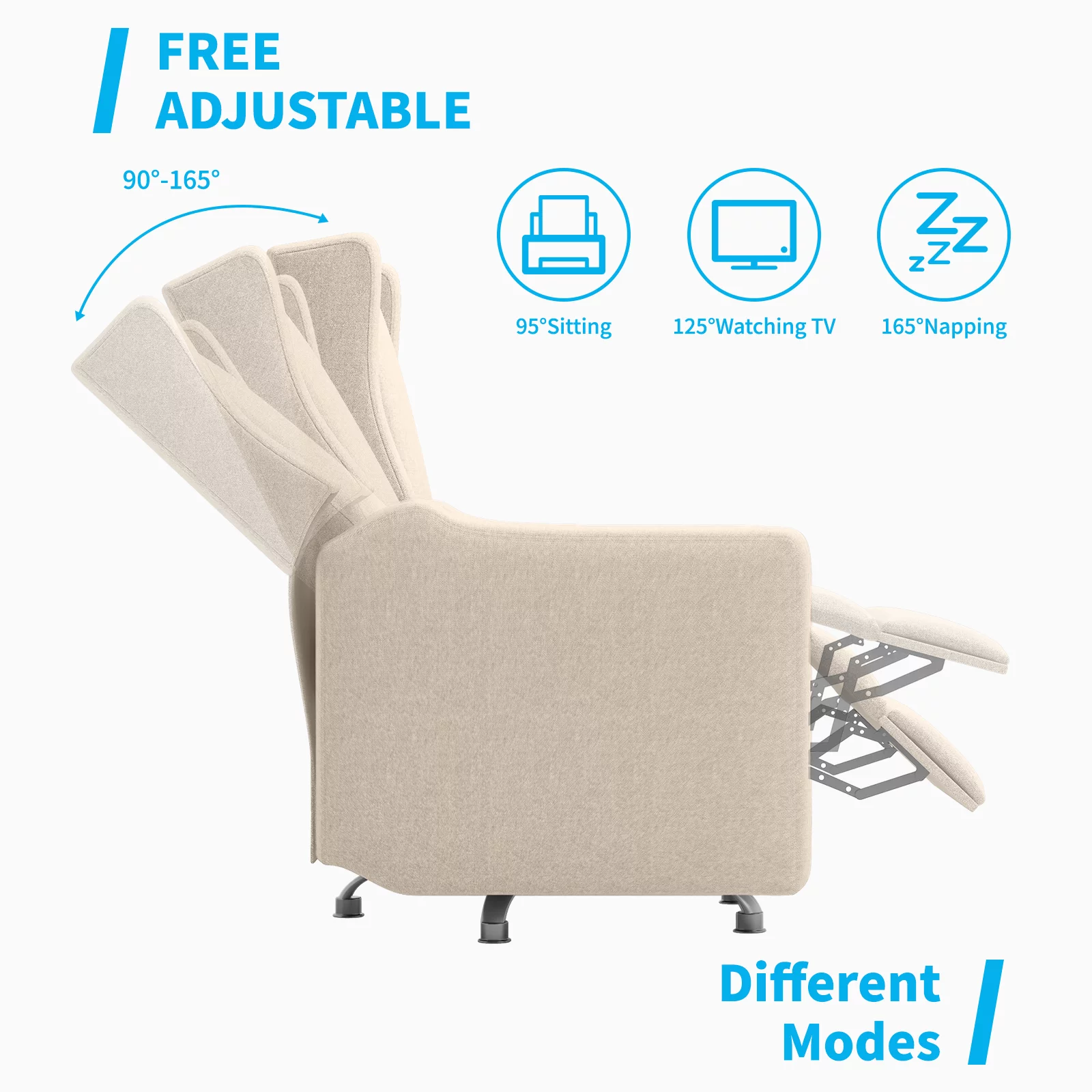 Mjkone 360° Swivel Rocking Chair,Upholstered Glider Chair , Modern Nursery Rocking Chairs, Easy to Clean Rocking Chair Nursery, Linen Rocker Recliner Chair(Beige)