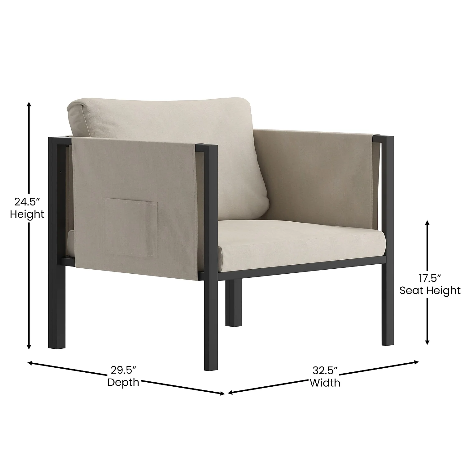 Flash Furniture Lea Series Steel Patio Lounge Chair - Light Gray