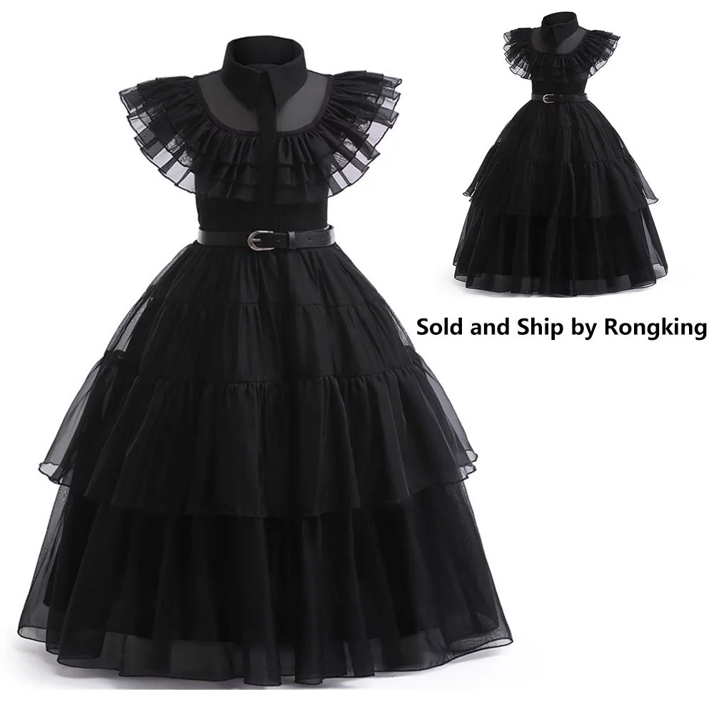 Rongking Wednesday Girls Addams Dress Princess Outfits for 4-14Y