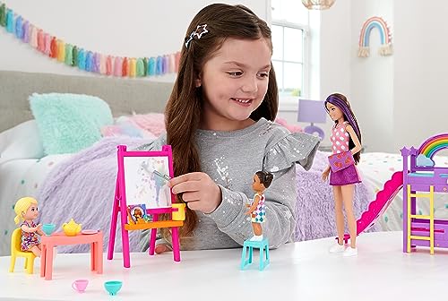 Barbie Skipper First Jobs Daycare Playset, 3 Dolls, Furniture & 15+ Accessories, Includes Bunkbeds & Color-Change Easel