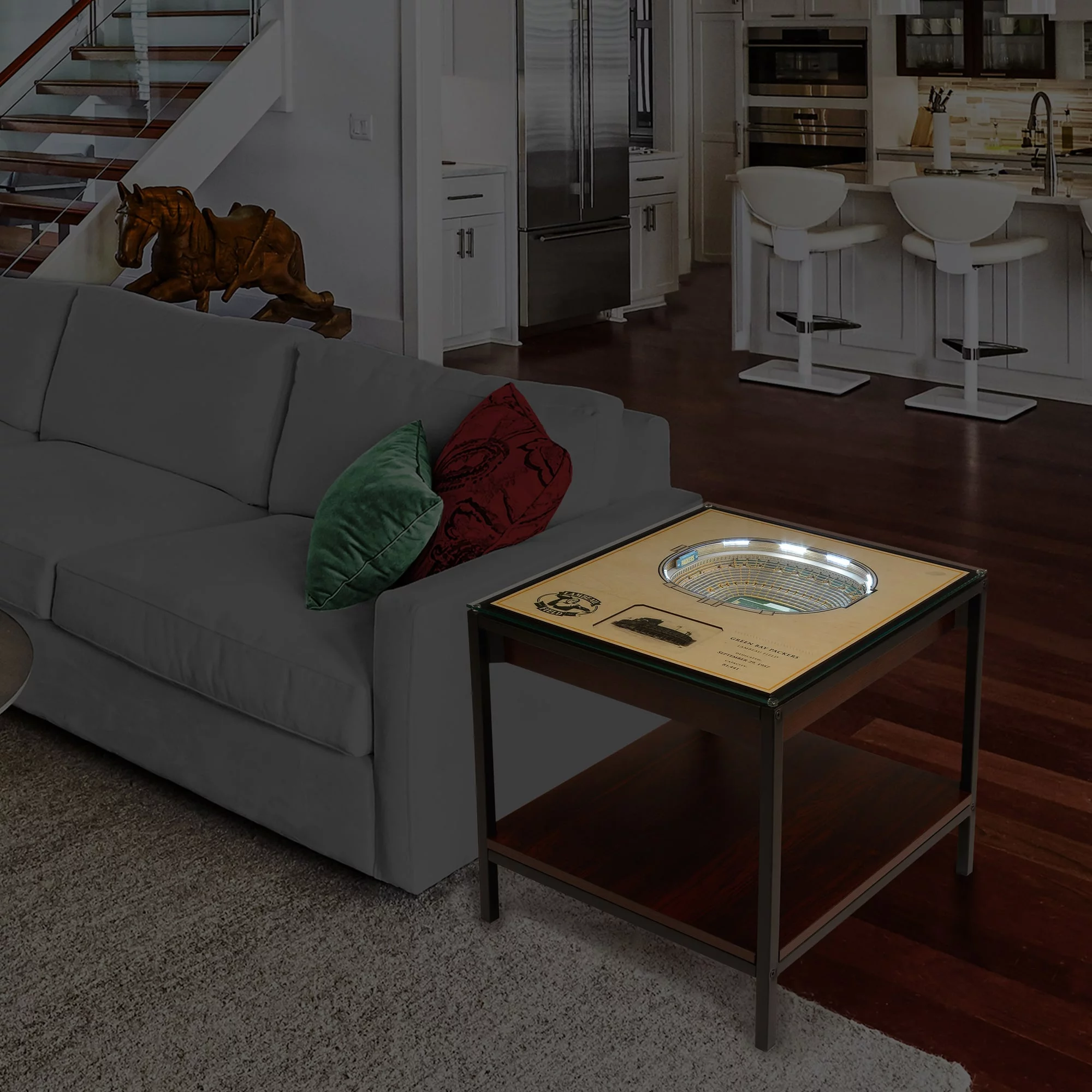 YouTheFan  25.5 x 19.5 x 3.5 in. NFL Green Bay Packers 25-Layer StadiumViews Lighted End Table - Lambeau Field