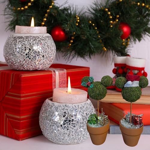 Minnie & Mickey Seasonal Topiary Set, 6 inch, Holiday Themed Decor - Halloween, Christmas, Fall, Great Decor for Home, Wedding, Office, Bathroom, Tiered Trays (1, Fall)