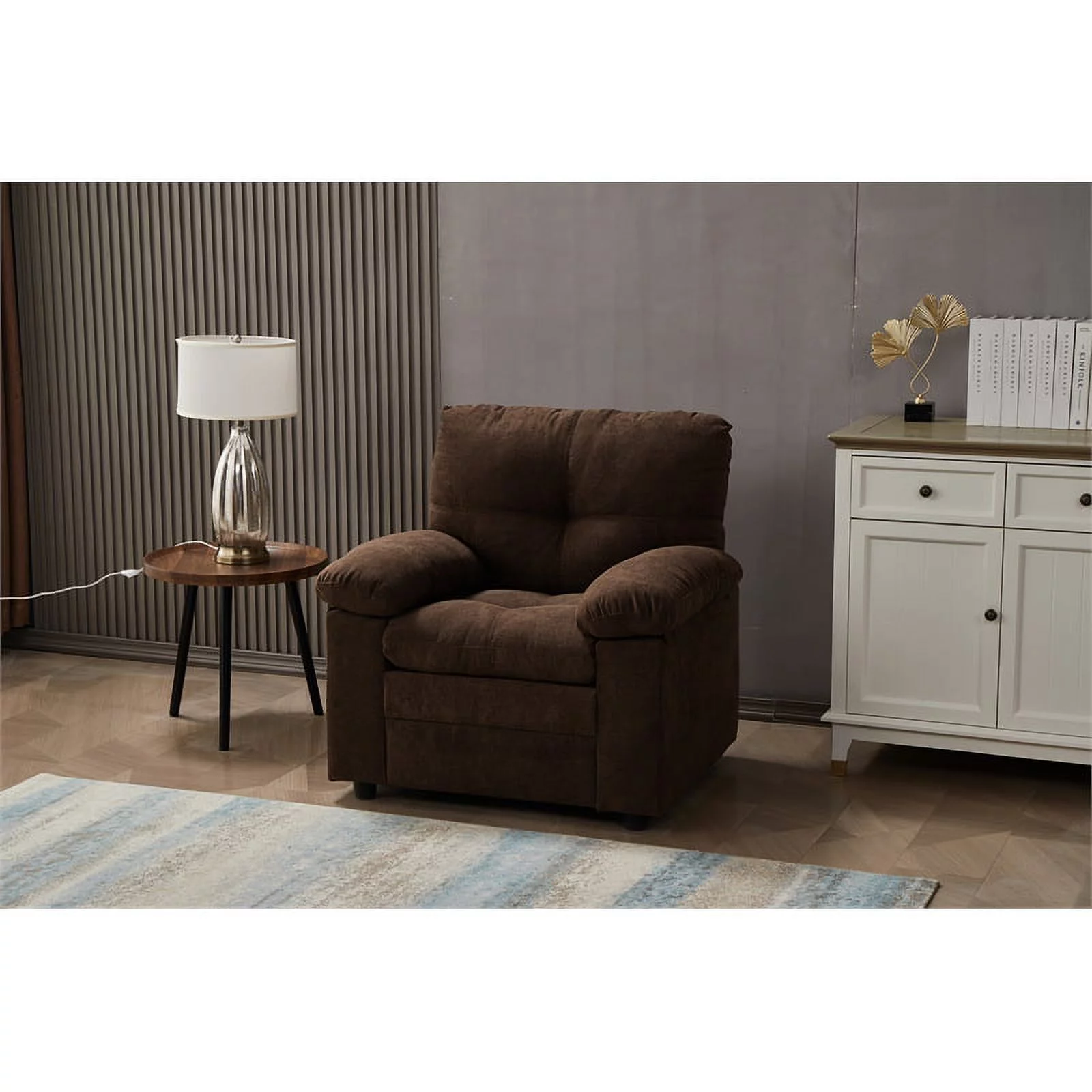 Home Square Linen Living Room Chair in Brown Finish - Set of 2