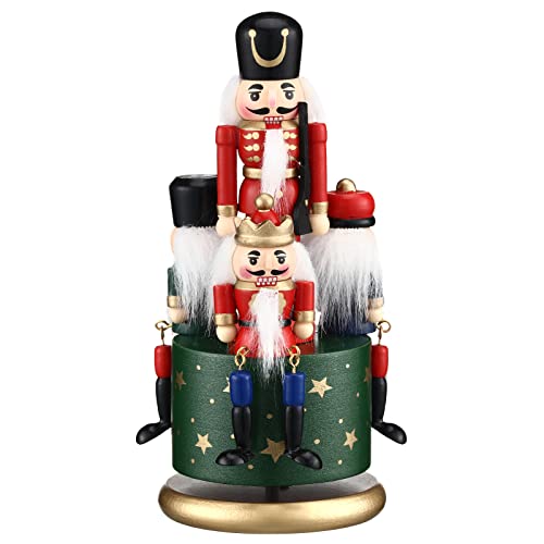 Jetec Nutcracker Music Box Wooden Nutcracker Soldier Toy Handmade Nutcracker Figures Christmas Nutcrackers Soldiers Wind up Musical Box Clockwork Christmas Music Box for Gift Home Decor (Fresh Style)