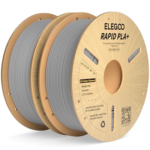 ELEGOO Rapid PLA Plus Filament 1.75mm Black & White 2KG, PLA+ 3D Printer Filament for 600 mm/s High Speed Printing, Dimensional Accuracy +/- 0.02 mm, 2 Pack 1kg Spool(2.2lbs)