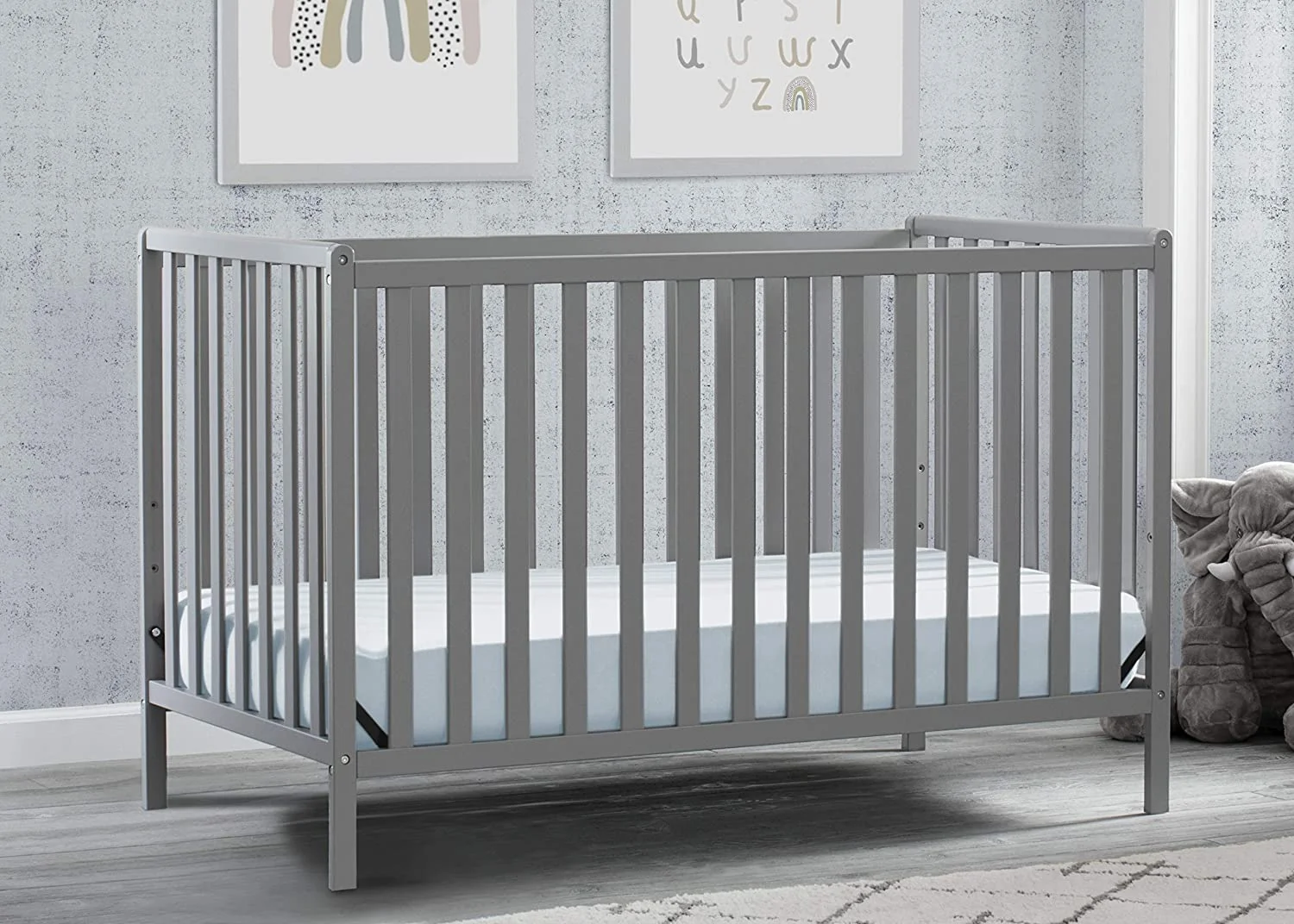 Delta Children Heartland 4-in-1 Convertible Crib - Greenguard Gold Certified, Grey 4-in-1 Crib Grey