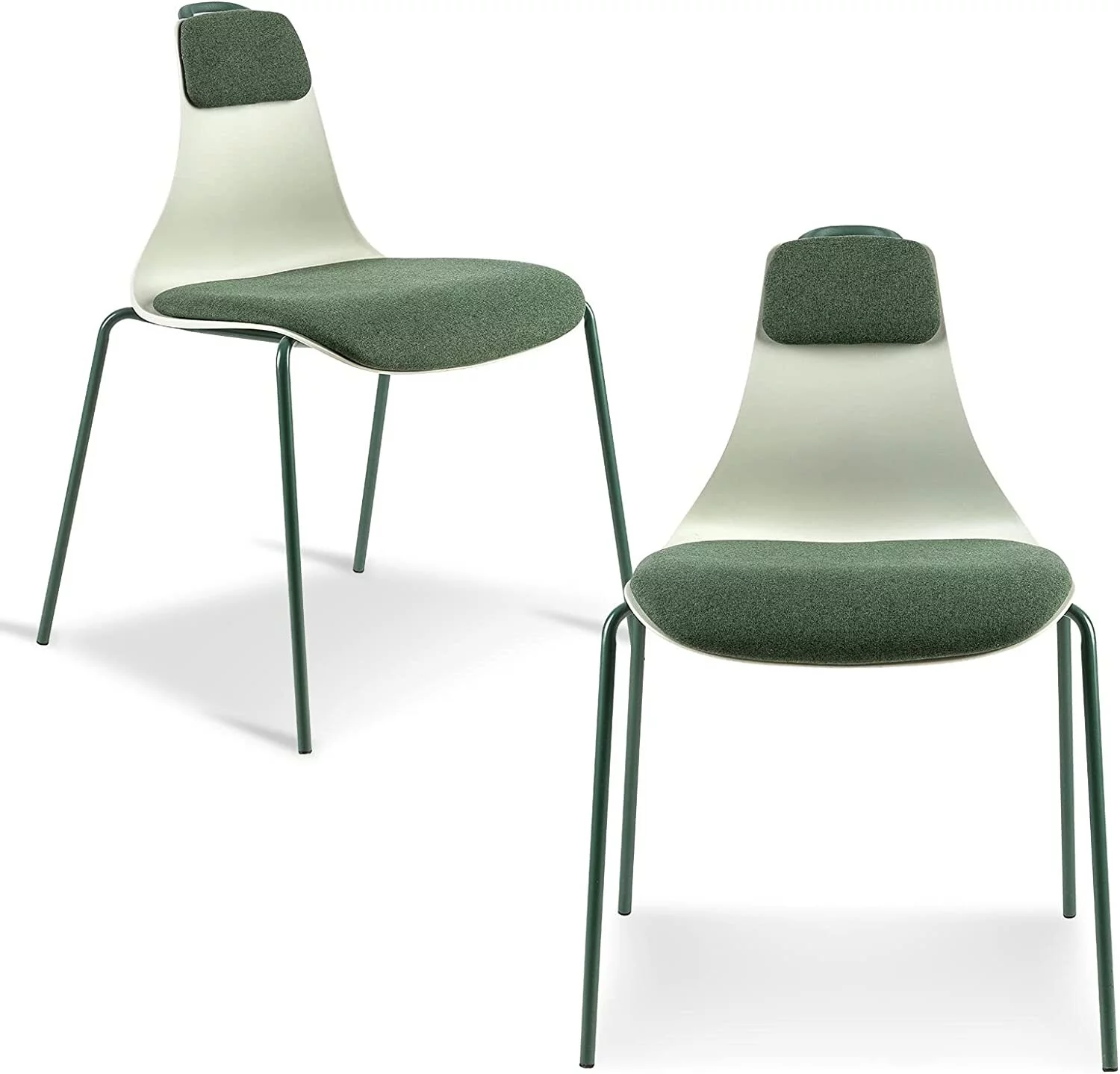 Homeika Leisure Side Chair Upholstered Dinning Chair with Pad Custion and Iron Legs for Living Room, Tilt Degree 15°,Weight Capacity 300LBS,Green (Set of 2)