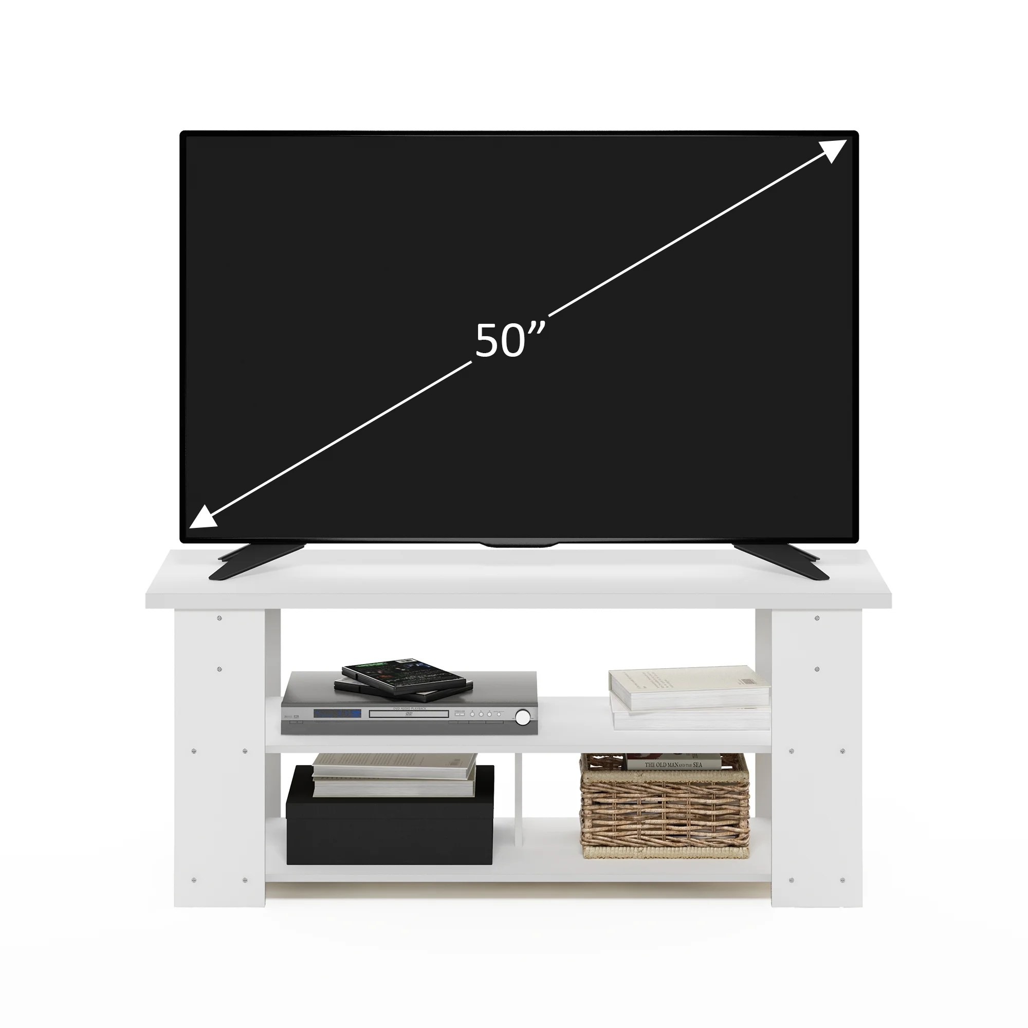 Furinno JAYA TV Stand Up To 55-Inch, White