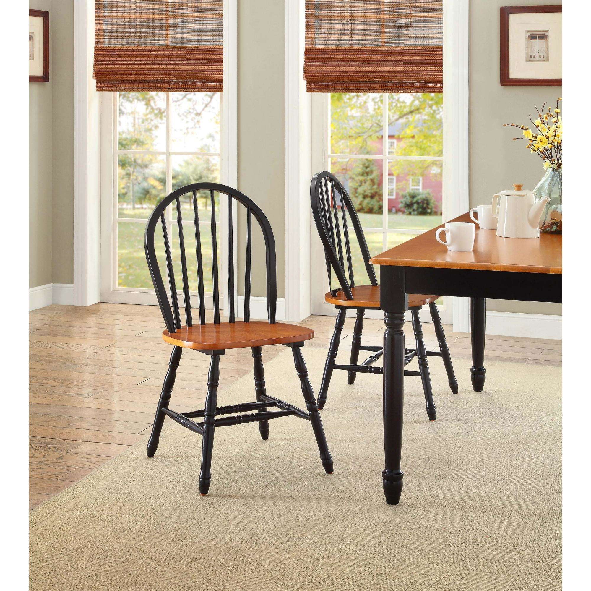 Better Homes and Gardens Autumn Lane Farmhouse 6-Piece Dining Set Bundle, Black and Oak