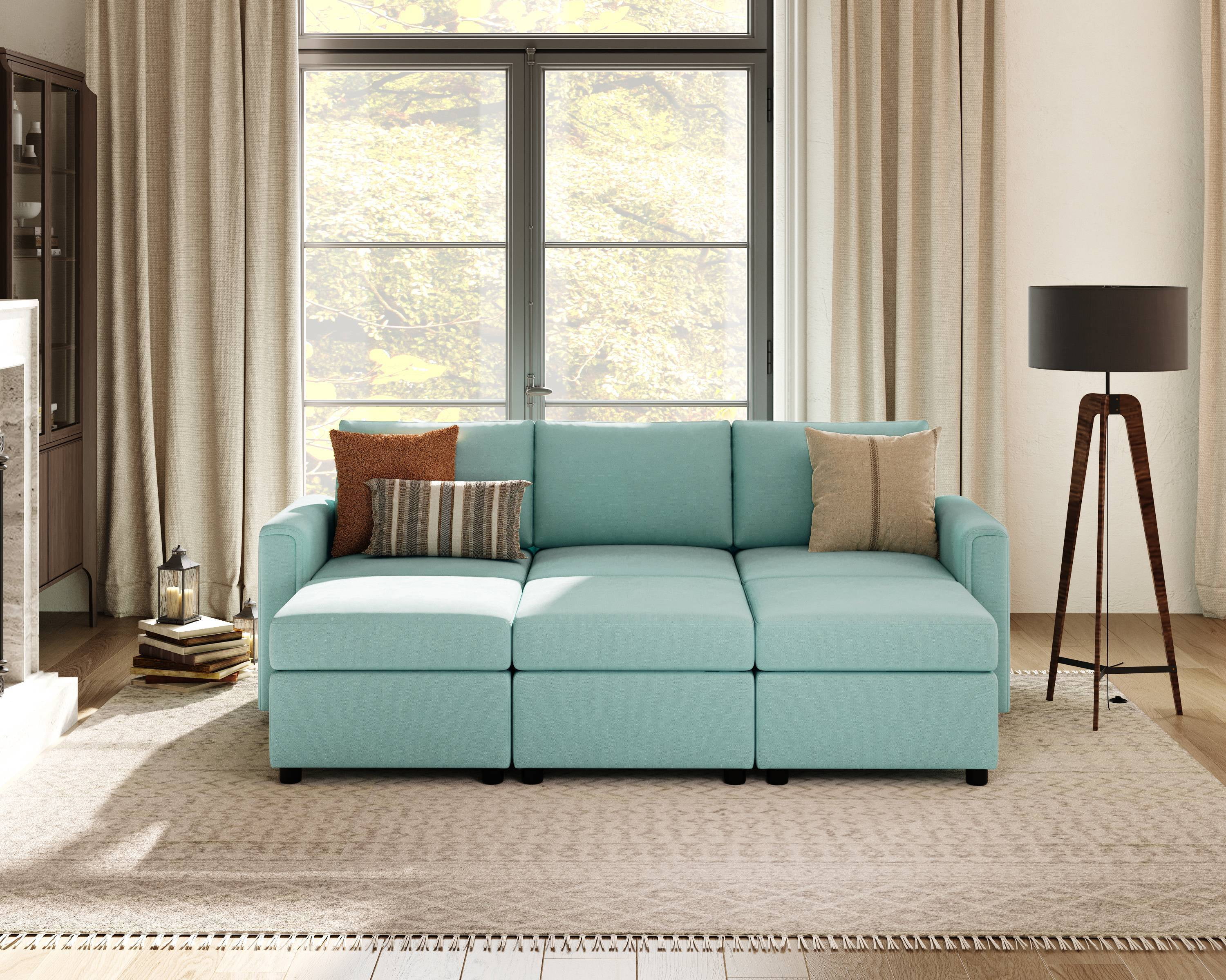 Linsy Home Convertible Modular Sleeper Sofa Bed with Storage,Teal