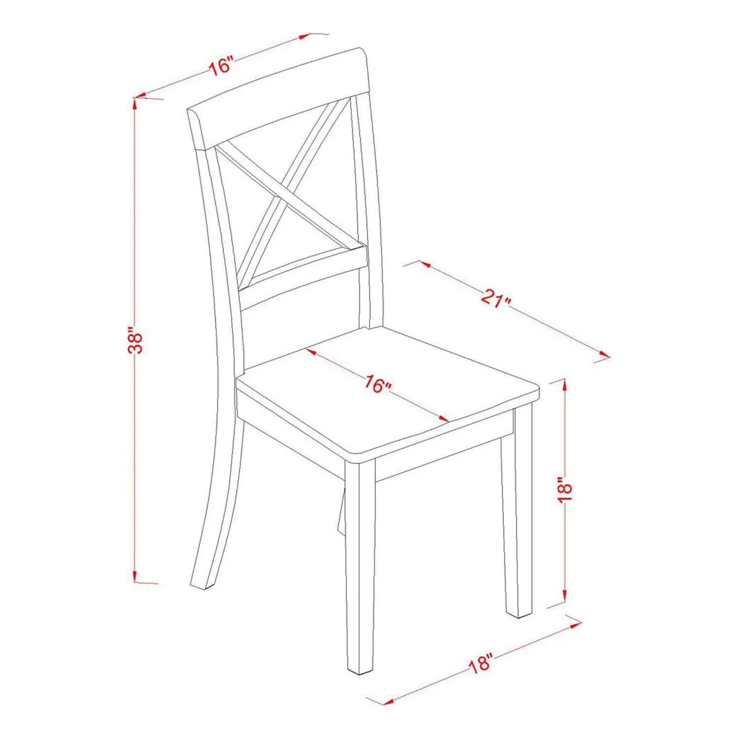 East West Furniture Antique 5-piece Wood Dining Table and Chairs in Mahogany
