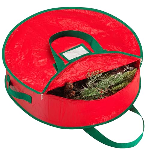 Handy Laundry Christmas Wreath Storage Bag - Durable, Tarp Material, Zipper, Sturdy Carry Handles, Pest Protection - Ideal Home, Garage Organization for Seasonal Holiday Wreath Decorations (30