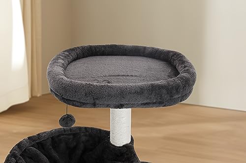 YUNIQUE Cat Tree with Cat Condo and Big Hammock, Grey