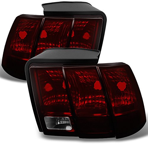 AKKON - For Ford Mustang Dark Red Tail Lights Brake Lamps Driver Left + Passenger Right Side Replacement Pair