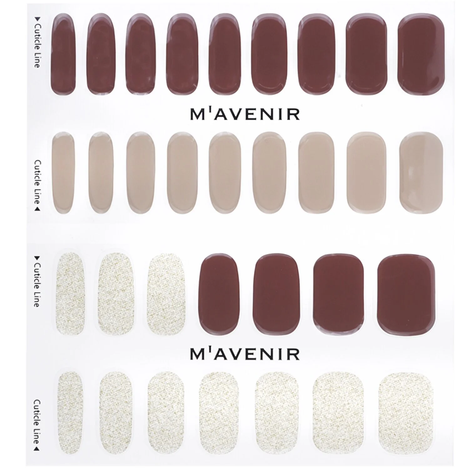 Mavenir Nail Sticker (Assorted Colour) - # Brillante Sepia Nail  32pcs