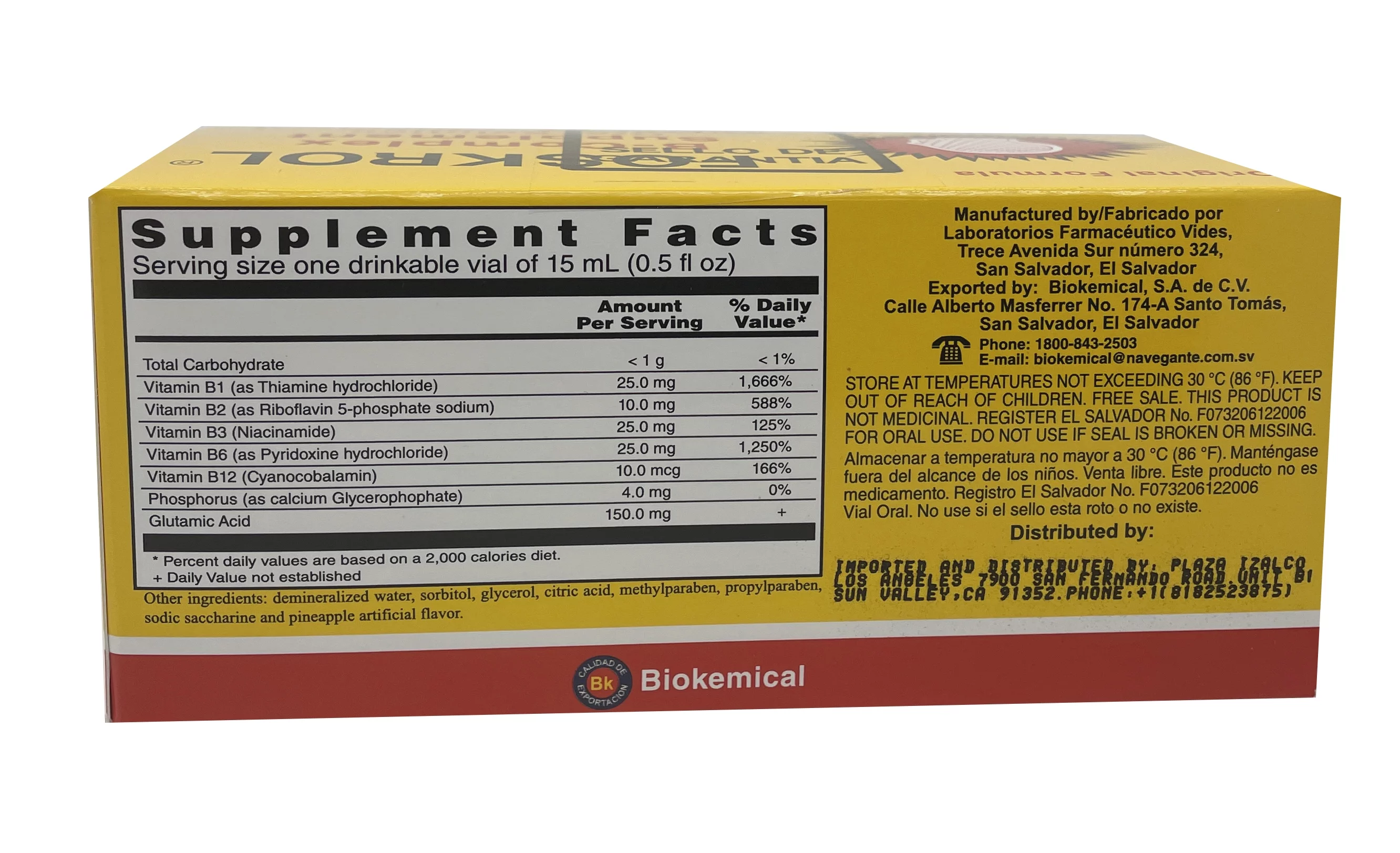 Foskrol Vitamins for Brain and Nerves 15 Ampoules 0f 15ml by biokemical