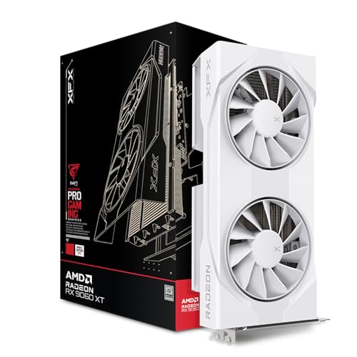 XFX Swift AMD Radeon RX 9060 XT OC White Gaming Edition with 8GB GDDR6 HDMI 2xDP, AMD RDNA 4 RX 9060XT RX-96TSW8GWQ