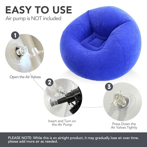 45x45x28 Inflatable Beanless Bean Bag Chair Lounge Sofa - Black