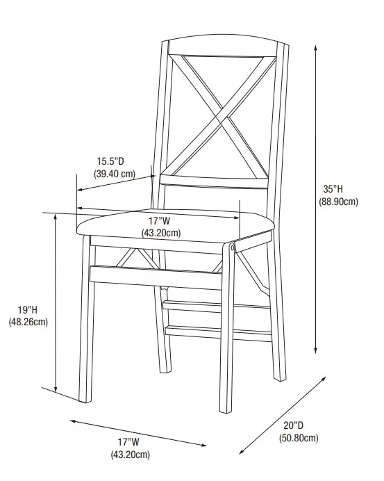 Linon Farrow Folding Chair, Set of 2, Dark Brown