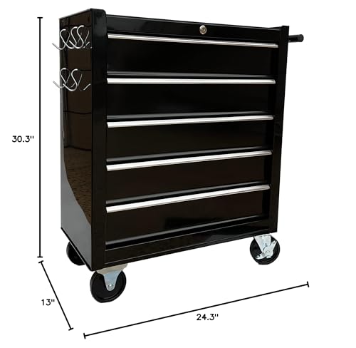 Workington Rolling Metal Tool Chest with 5 Drawers, 24