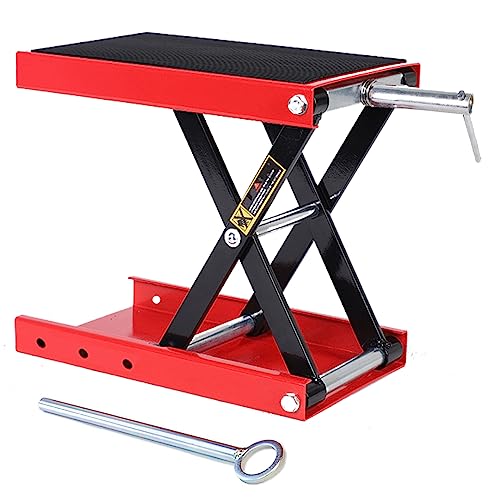 Stanz 1100 LB Heavy Duty Wide Deck ATV Motorcycle Bike Scooter Scissor Lift Jack Crank Stand with Safety Bar