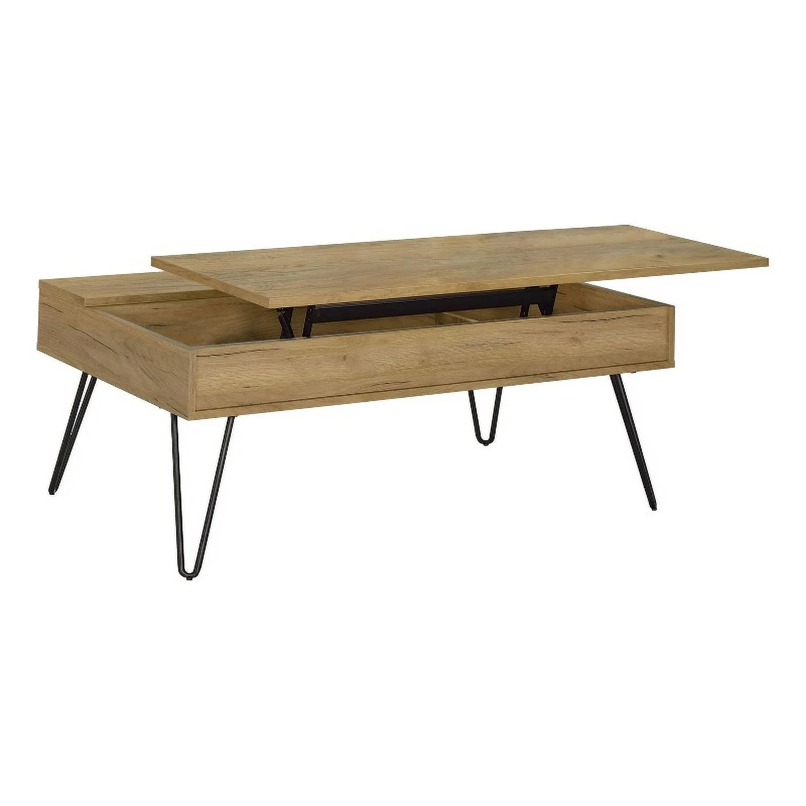 Pemberly Row Wood Lift Top Storage Coffee Table Golden Oak and Black