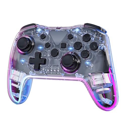 Twylyte Wireless Controller for Switch/Lite/OLED & PC/iOS/Android, RGB Backlight with 7 Colors, Adjustable Turbo & Vibration, One-Button Wake-Up, Ergonomic Design for Switch/PC/Mobile Gaming