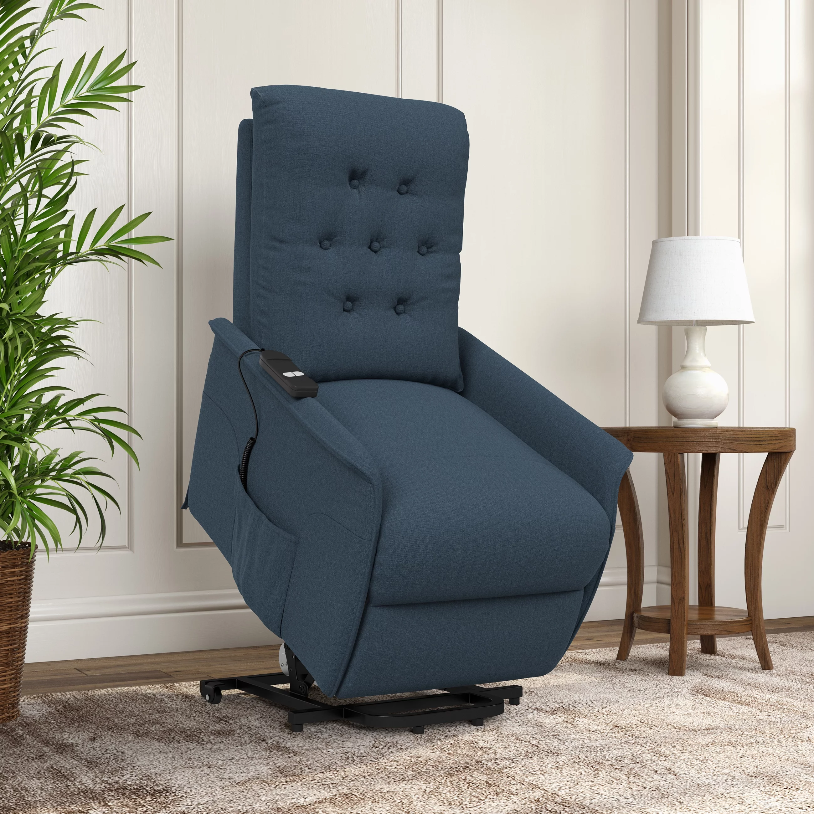 Homesvale Velour Power Recline and Lift Chair, Blue