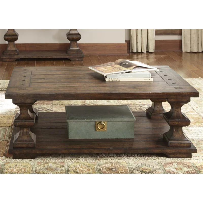 2 Piece Living Room Set Console Table and Coffee Table in Kona Brown