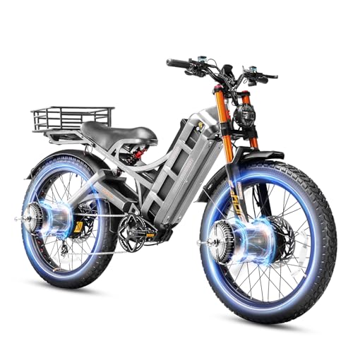 2025 Romeo Pro 3/Pro 2 Electric Bike for Adults 5000W/4000W Dual Motor E Bike 50/46MPH 60V/80Ah 52V/70AH Long Range Electric Bicycle,26 * 4.0 Fat Tire Full Suspension Electric Mountain Bike