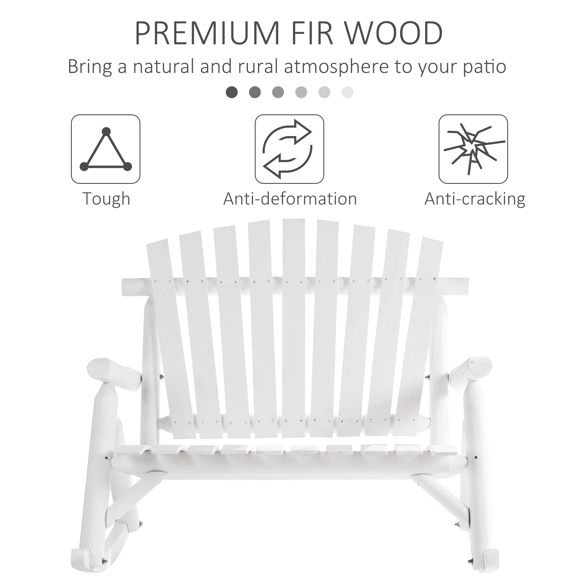 Outsunny 2-Person Wood Rocking Chair, Adirondack Rocker
