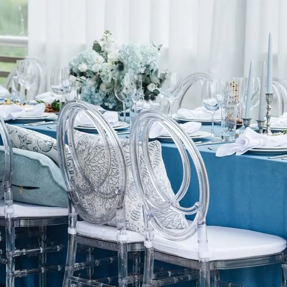 KHBIULIFE Set of 4 Clear Dining Chairs  16.1" W Acrylic Chairs  Modern Crystal Ghost Chairs  Accent Side Desk Chairs Reception Dining Side Chairs with Oval High-Back for Weddings Banq