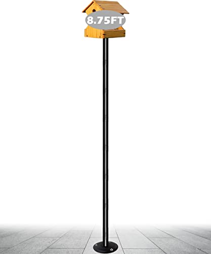 Garbuildman 105 Inch Bird Feeder Pole Kit, Heavy Duty Bird House Pole Set with 5-Forked Base, Adjustable Universal Mounting Post Kit for Outdoors, Matte Black, 1 Pack