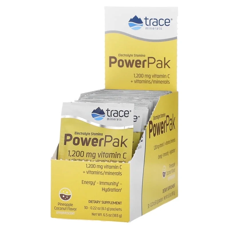 Trace Minerals ®, Electrolyte Stamina PowerPak, Pineapple Coconut, 30 Packets, 0.22 oz Each Pack of 2