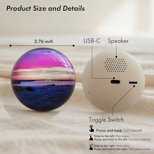 Crystal Ball Video Player, Memory Sphere Lamp with Sound, 2.7