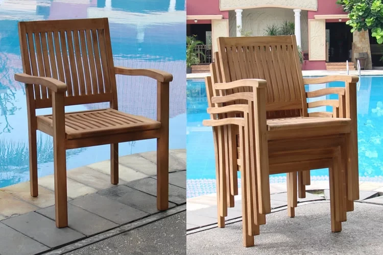 Add-on Item: Leveb Stacking Arm / Captain Single / Solo Dining Chair Outdoor Patio Grade-A Teak Wood WholesaleTeak #WMDCARLV