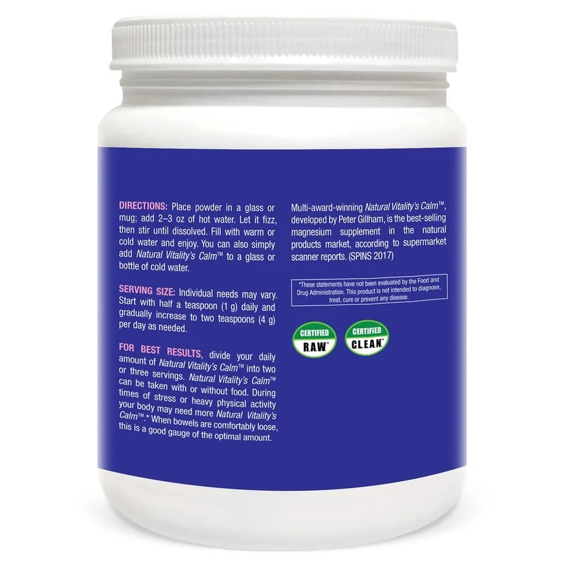 Natural Vitality Calm A Magnesium Citrate Supplement Raspberry-Lemon 20 Ounce