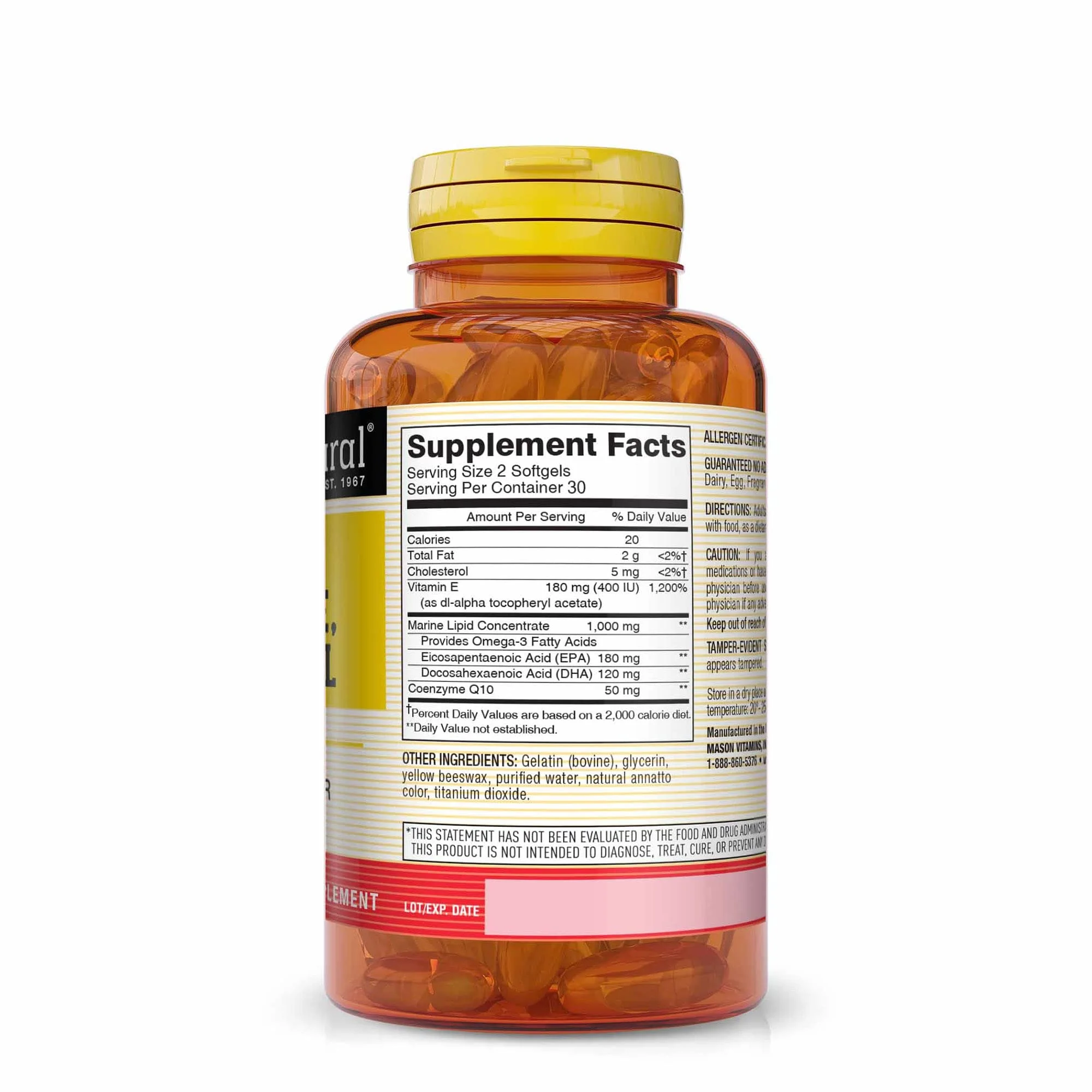 Mason Naturals - Heart Trio - Co Q-10 Vitamin E and Fish Oil - 60 Soft Gels